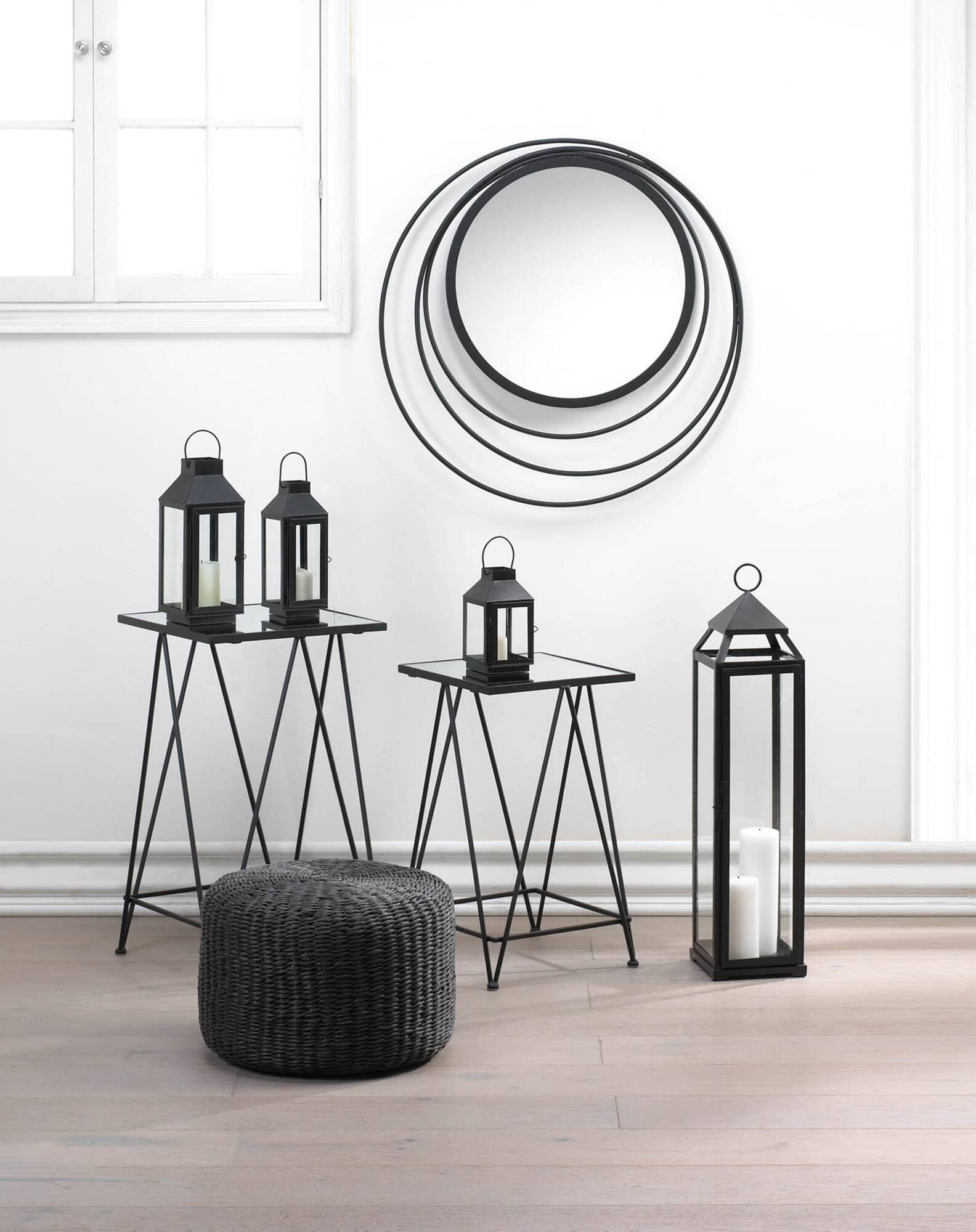 12" Black Iron & Glass Square Lantern
